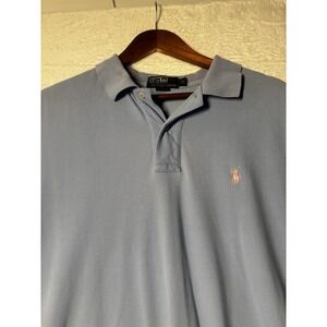 Ralph Lauren Polo Shirt Men's XL Light Blue Yellow Pony Golf Golfer Rugby